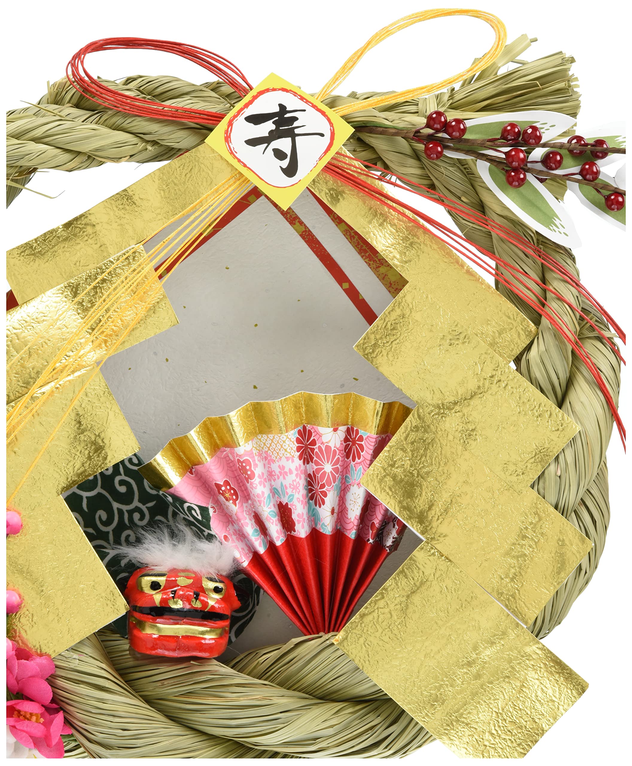 Amazon | 秀〆(Hideshime) 正月飾り しめ縄 玄関 リース 開運飾り(獅子